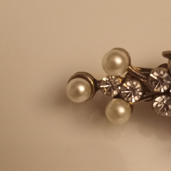 Vintage Bridal Reinstone Pearls Hair Wedding Prom Barrett main image 11